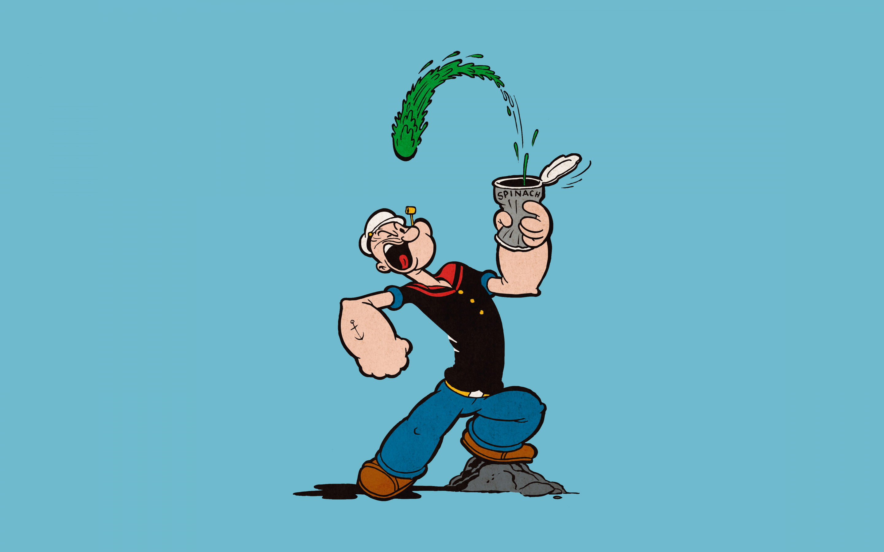 Popeye Wallpaper 4K, Funny, Teal