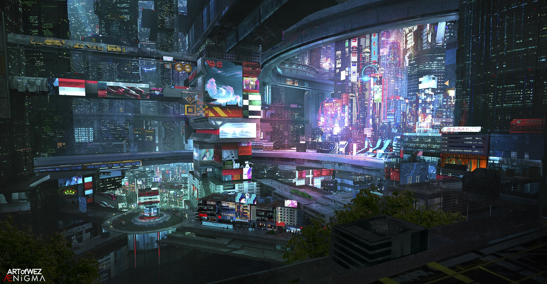 Cyberpunk Sci Fi City HD Wallpaper