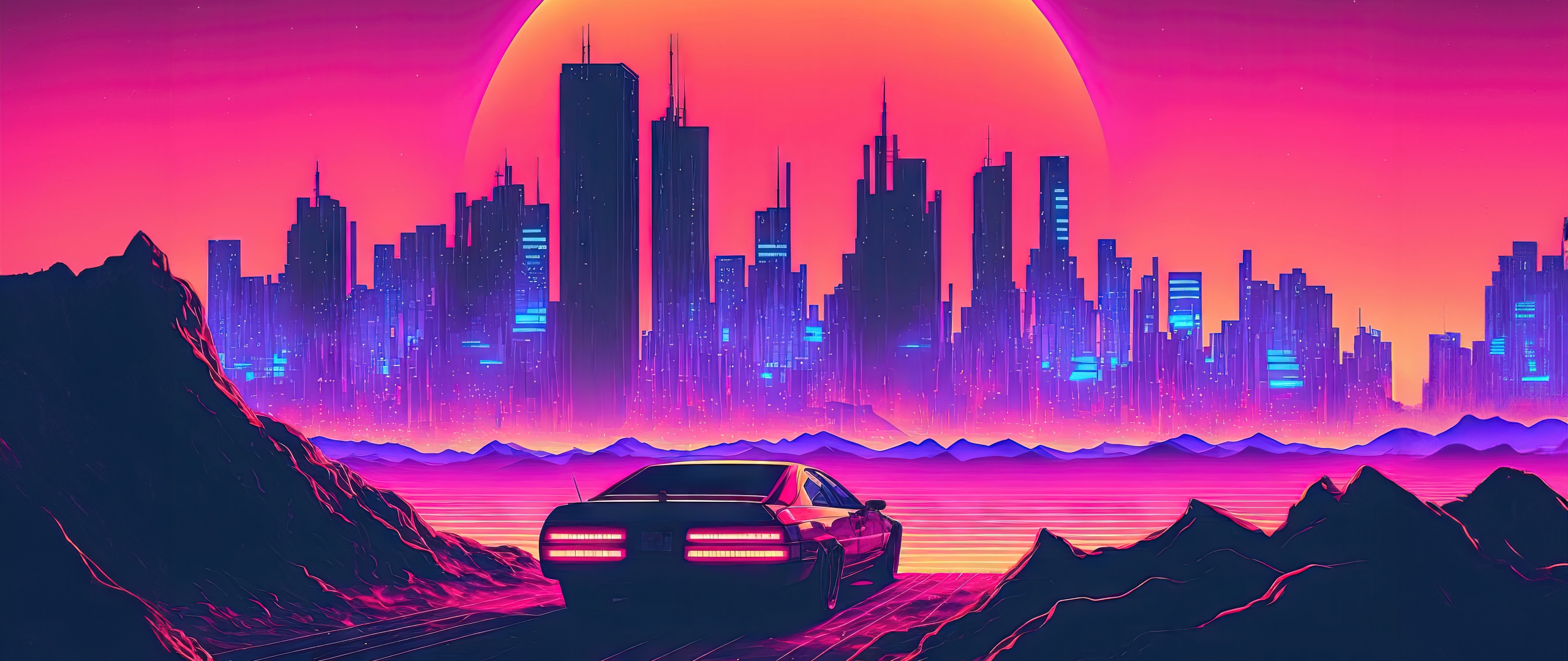 Wallpaper 4K, Outrun, Neon art, Cyberpunk
