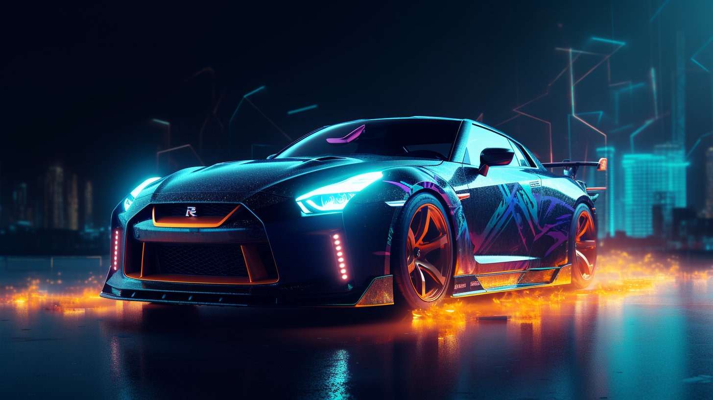 Nissan GTR Digital Art Print 2, Wall