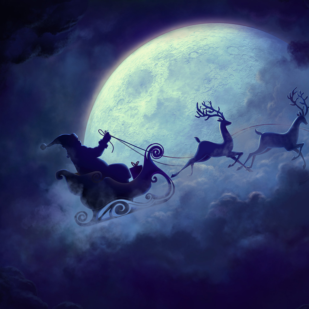 Art Christmas Santa Night Wallpaper