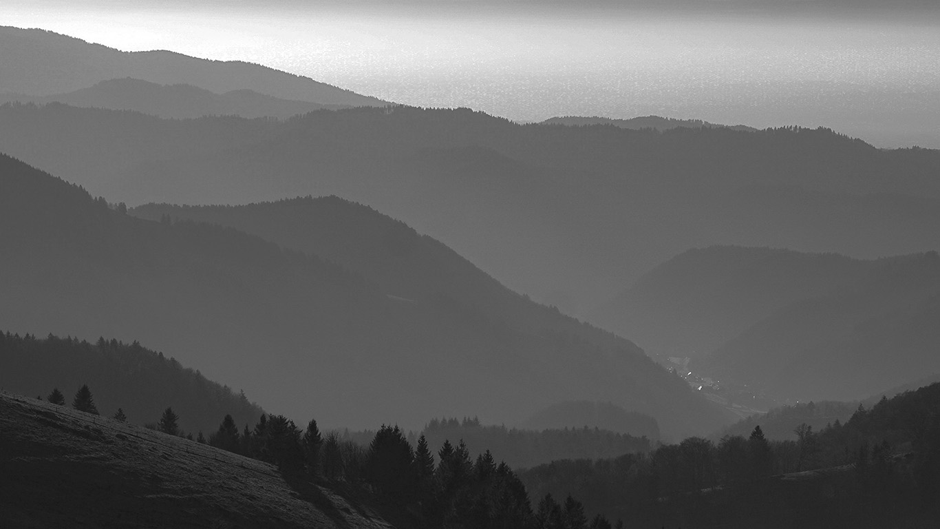 Mountain View Sky Bw Dark Nature