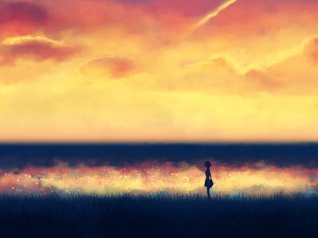 Fantasy Lonely Ilust Art Sunset Paint