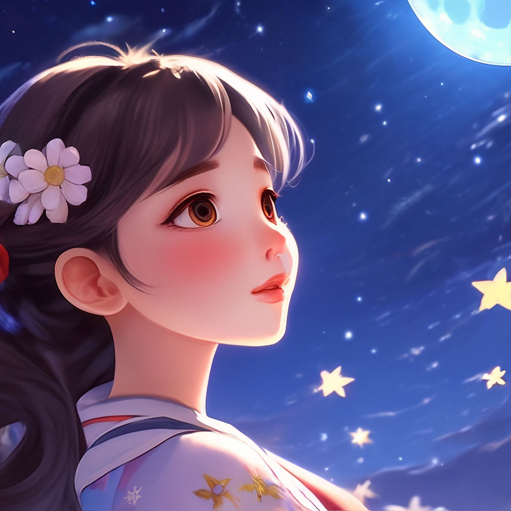 Cartoon, Chinese girl, close