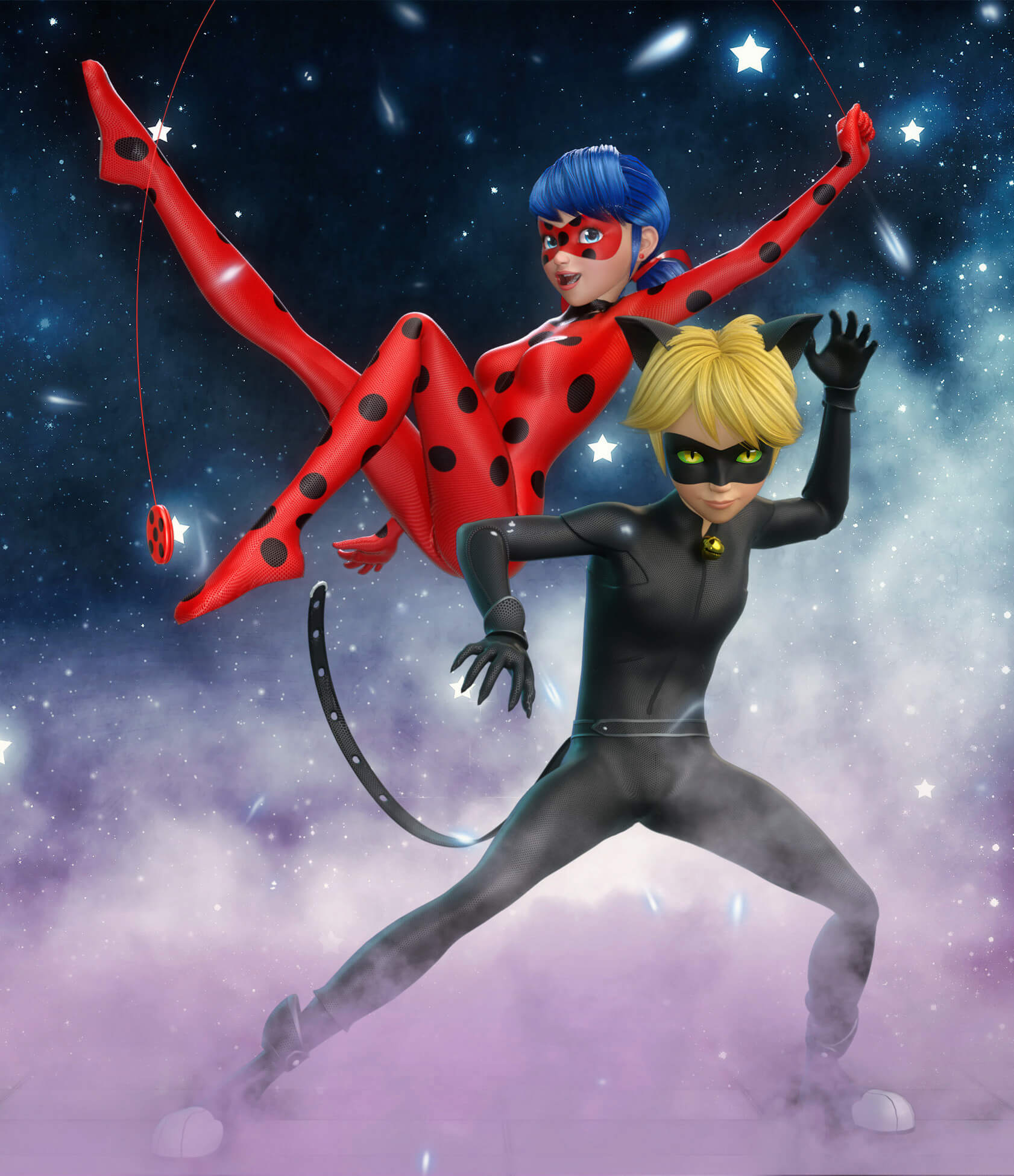 ladybug and cat noir 3D Render, Digital
