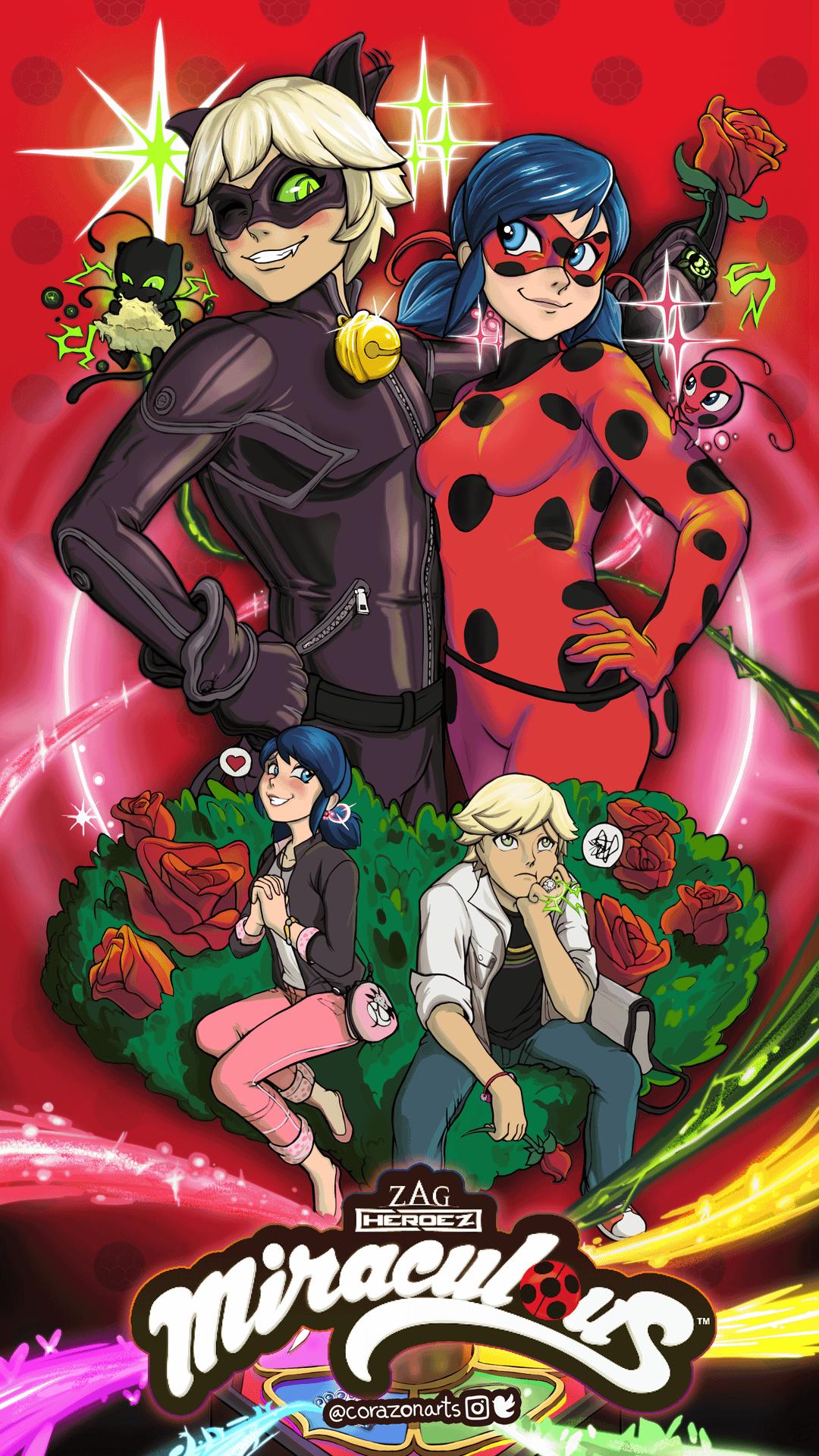 Drew some phone wallpaper of Miraculous