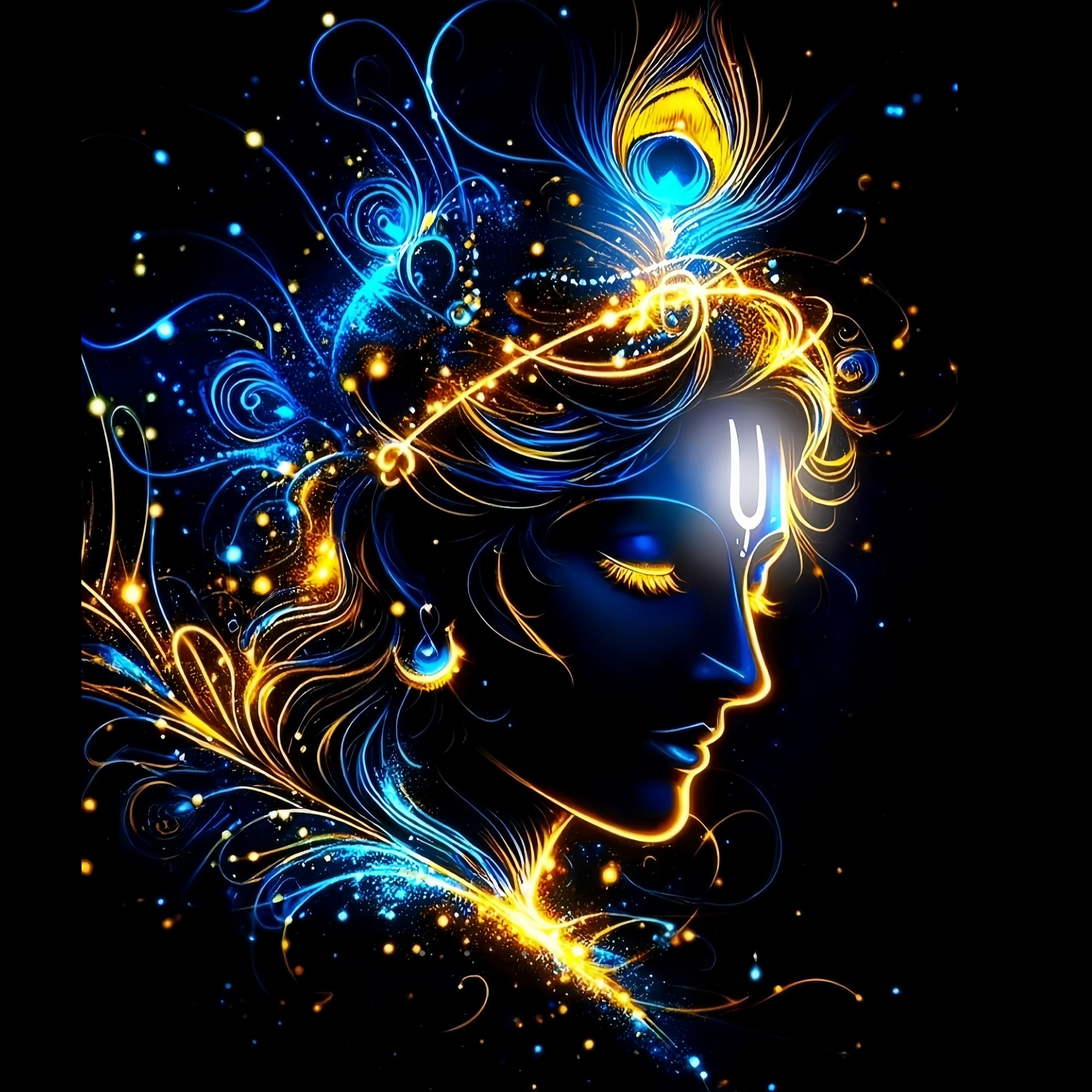 Lord Krishna Wallpaper 4K, Black