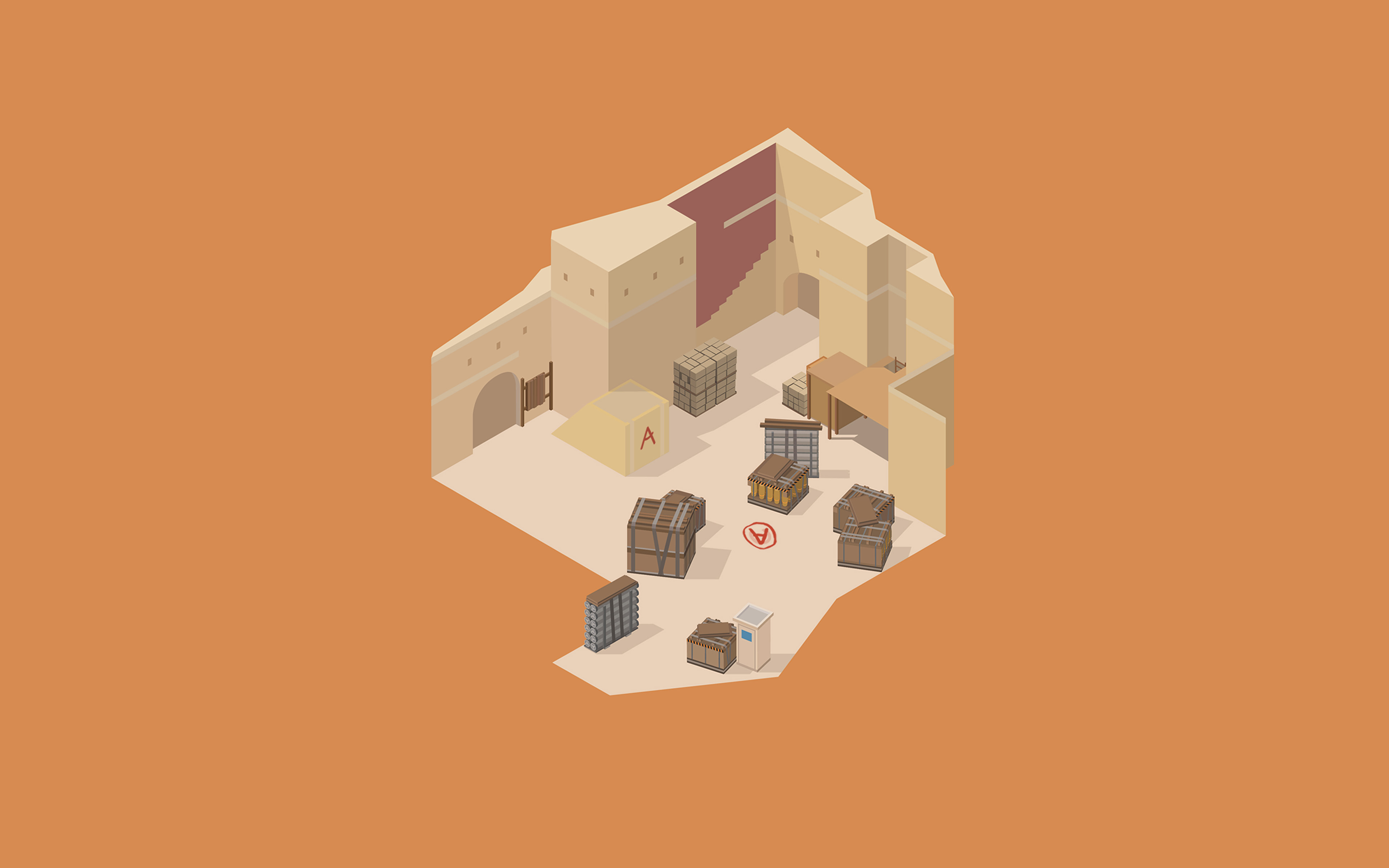 Orange World Room Art Cute Minimal