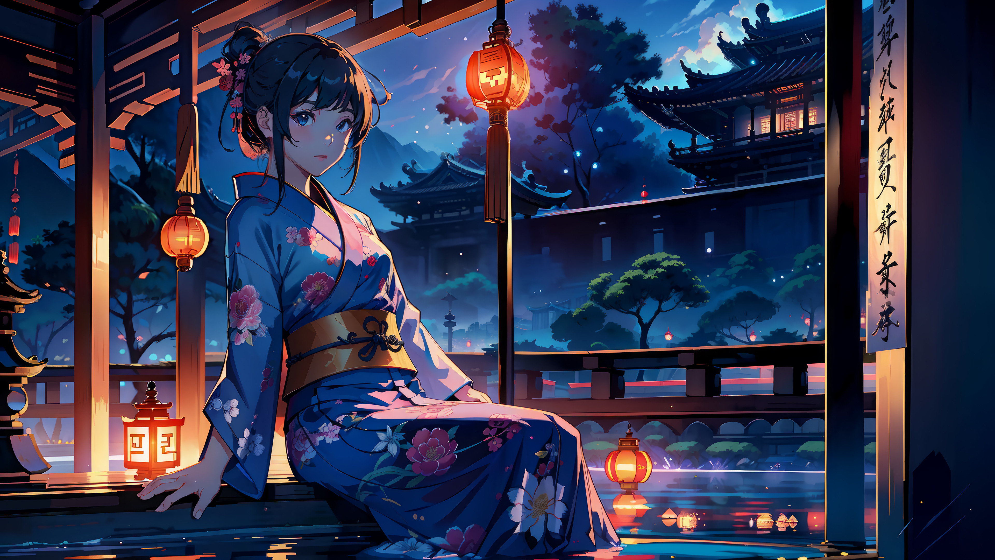 Anime Girl Kimono Wallpaper 4K HD PC i