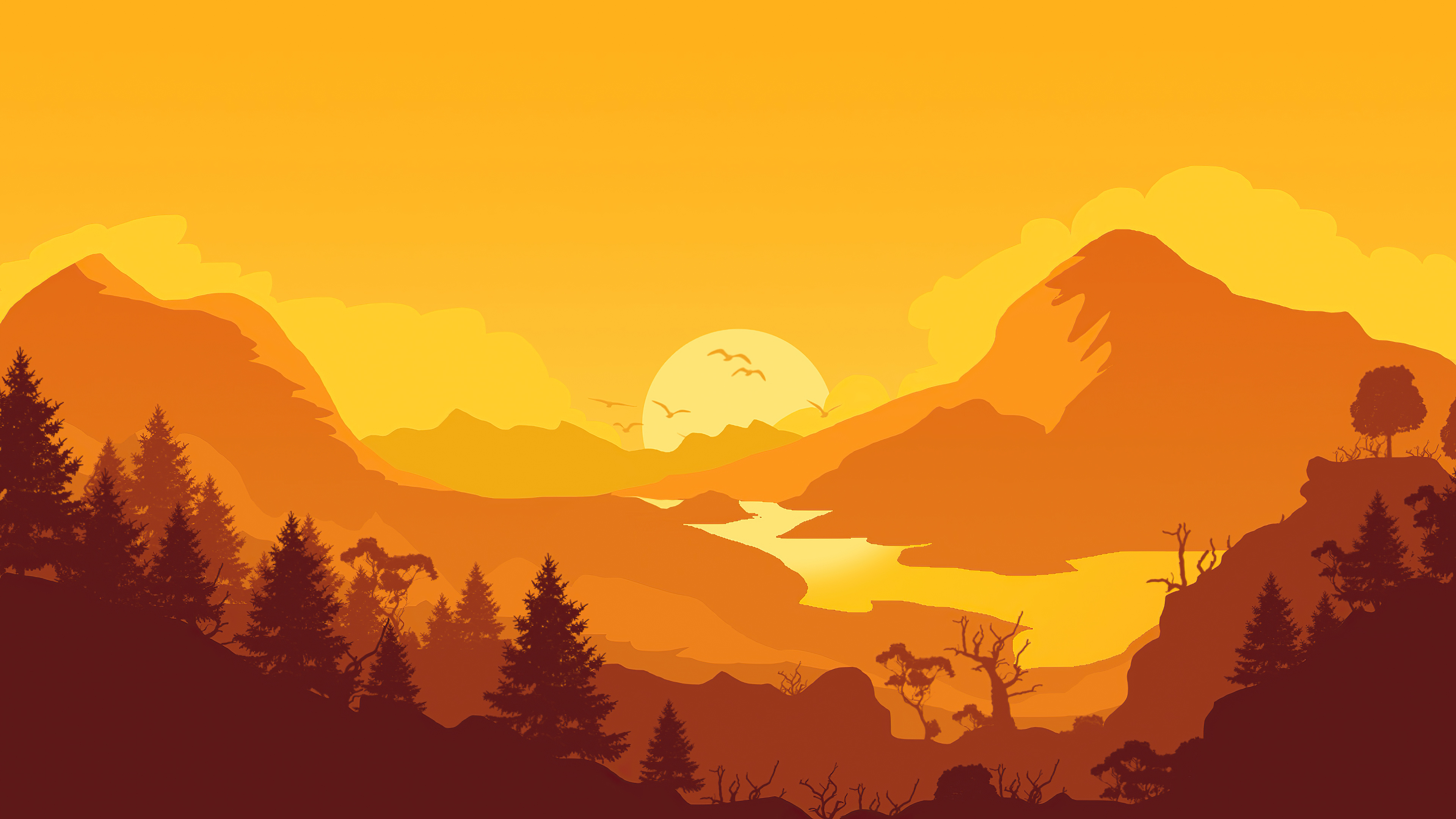 Firewatch Sunrise Minimal 4k Wallpaper