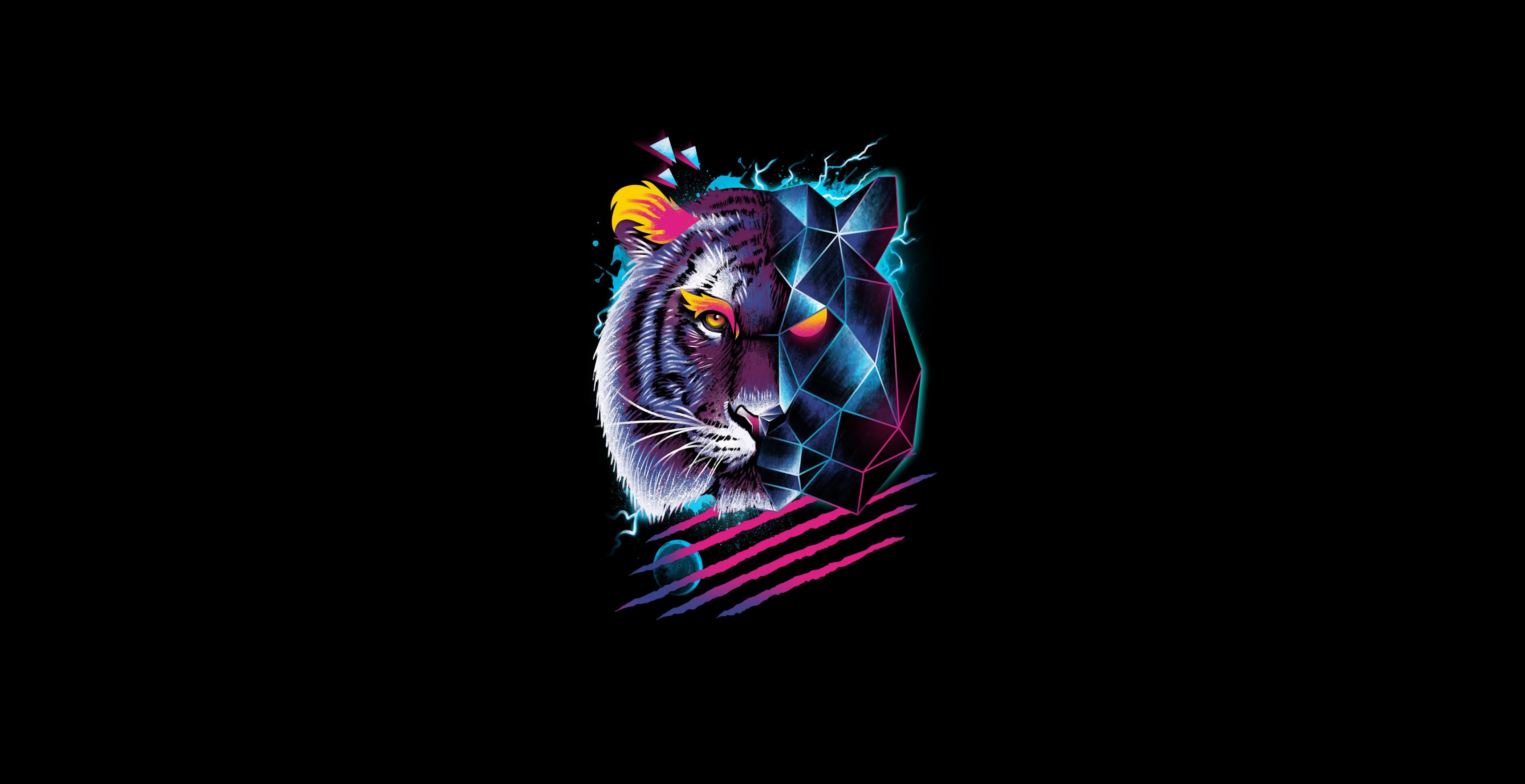 Download Retro Tiger Animal Artistic 4k