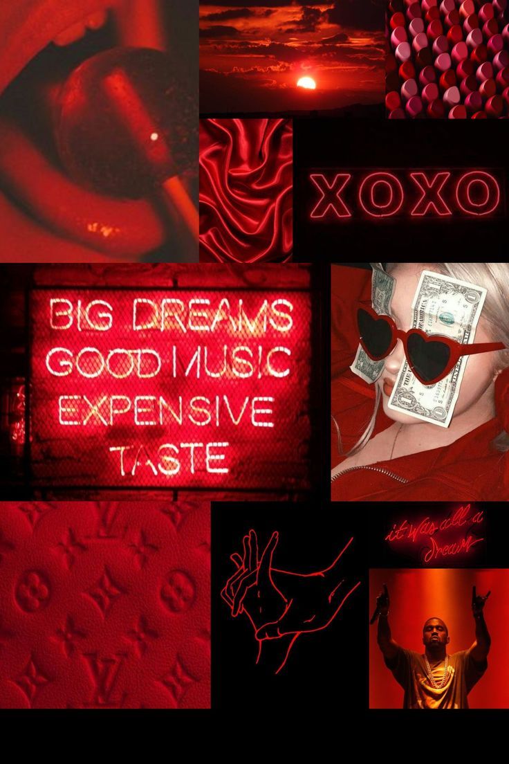 Dark Red mood board aesthetic collage
