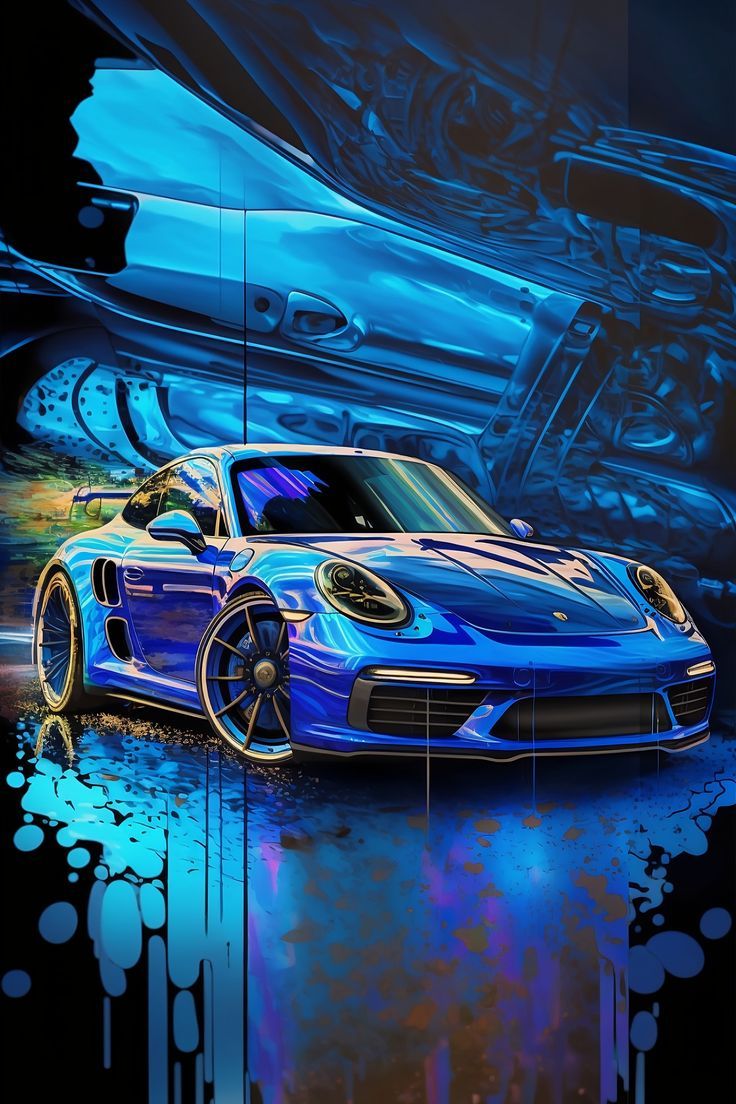 Porsche TOP Car funny art in Poster