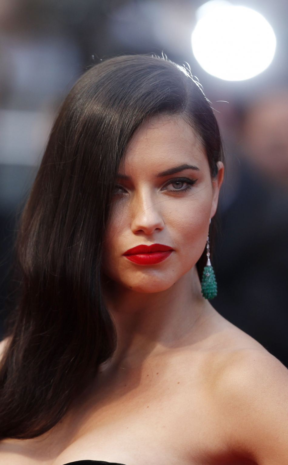 red lips, brunette, 2019, adriana lima