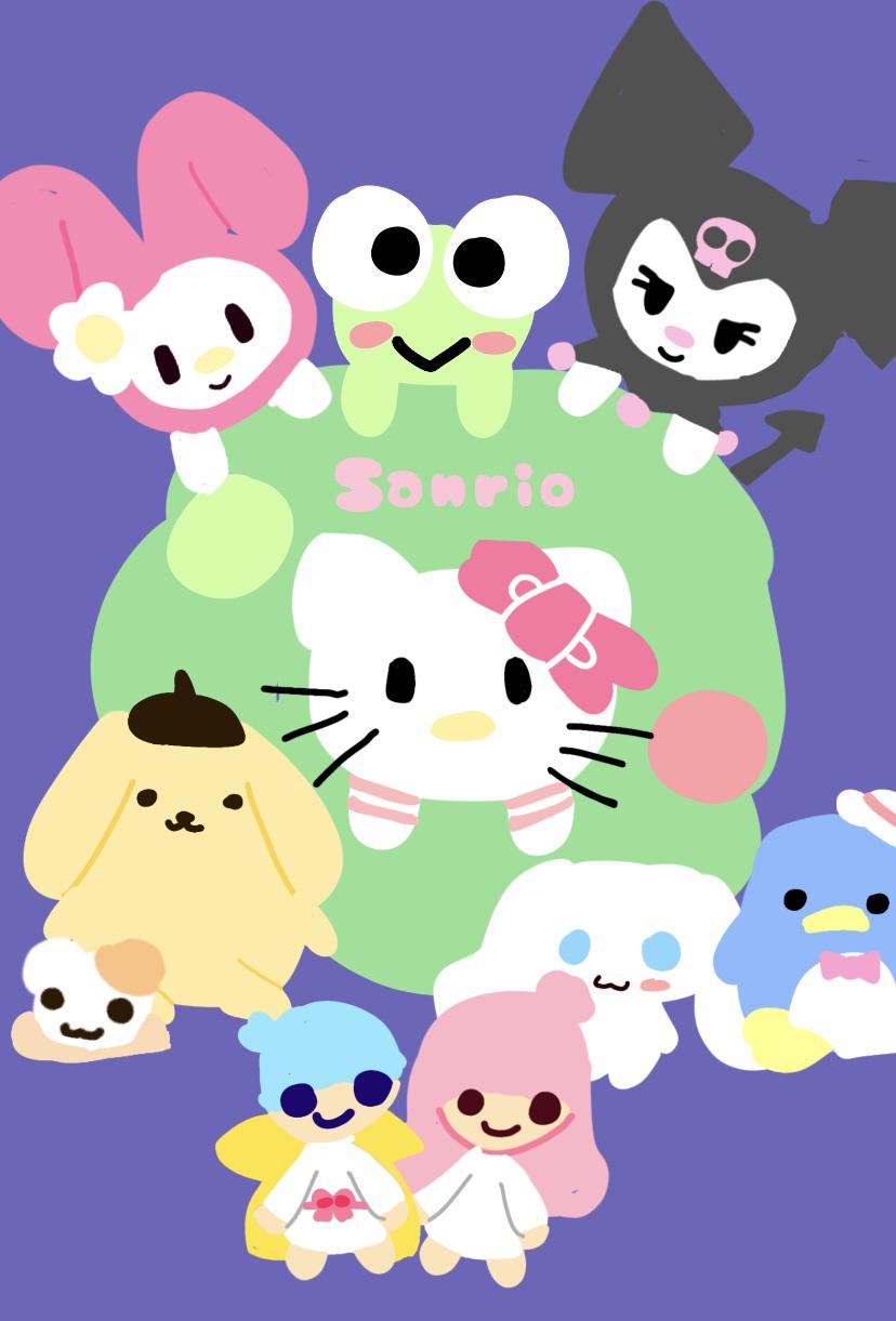 I made some cute hello Kitty Christmas art