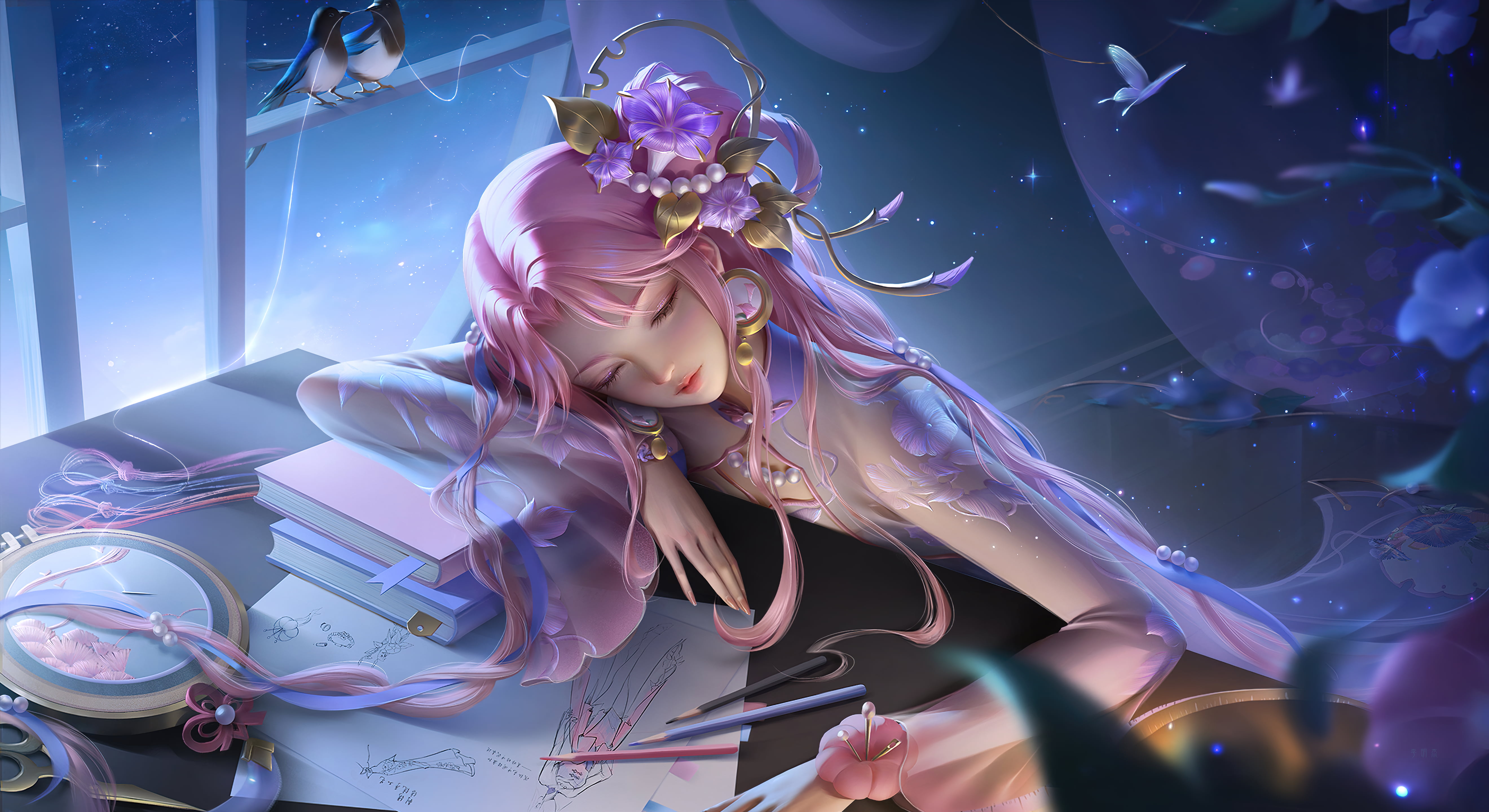 Pink Haired Beauty 4K Wallpaper