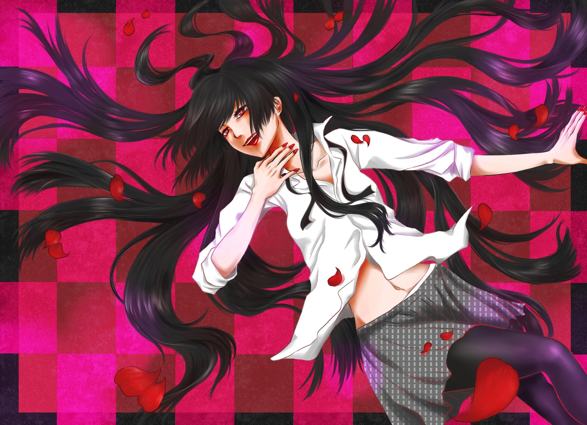 Download Black Hair Long Hair Red Eyes