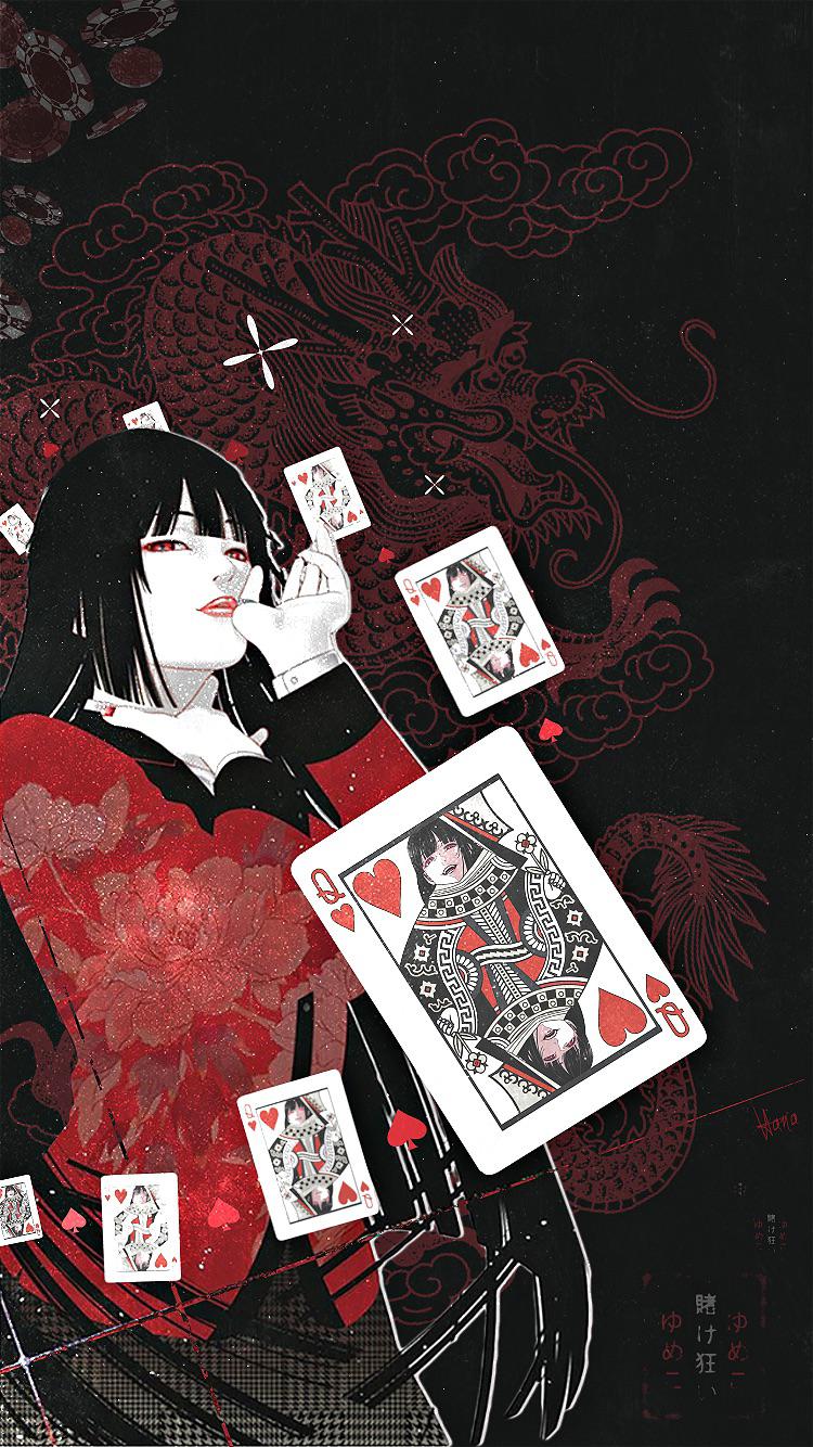 Made a Yumeko wallpaper for my friend! (iPhone 8 resolution) hope y'all like it and maybe use as a wallpaper too !❣️