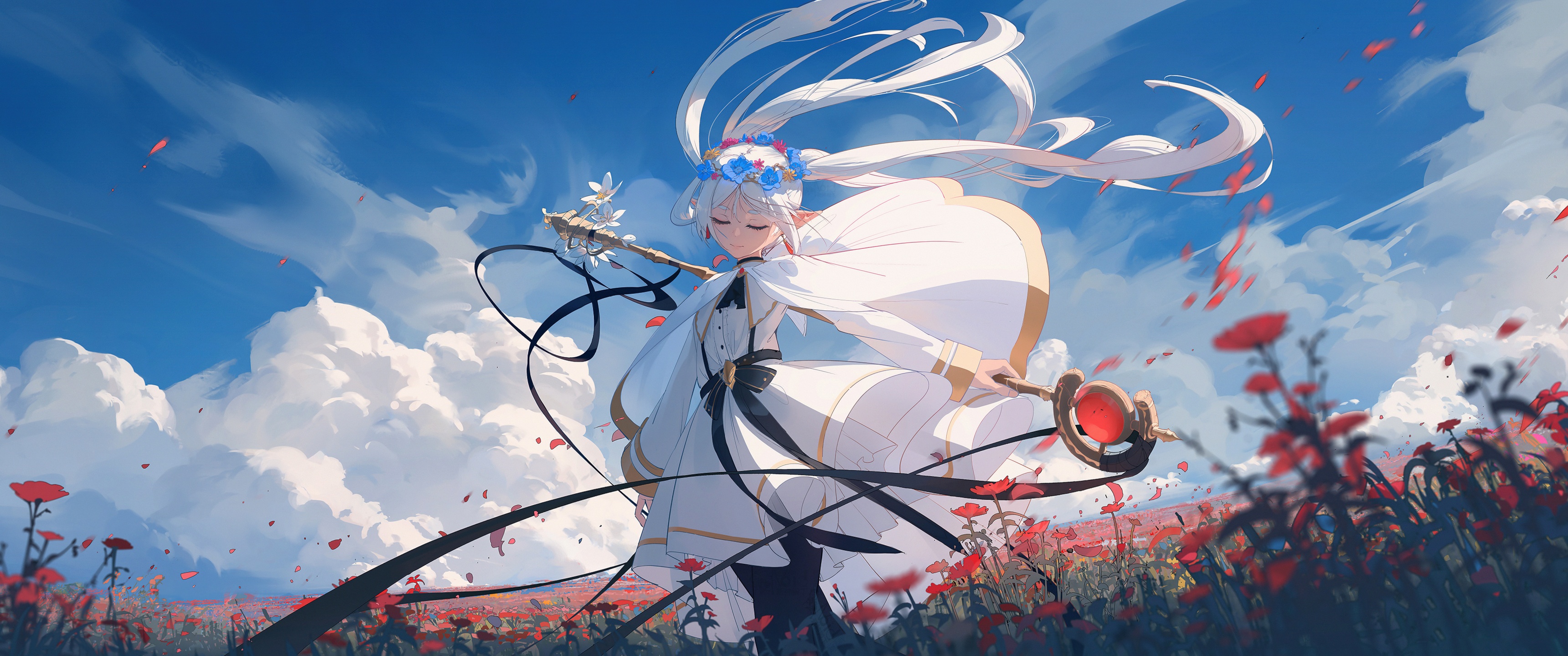 Frieren Wallpaper 4K, Ultrawide, Anime girl