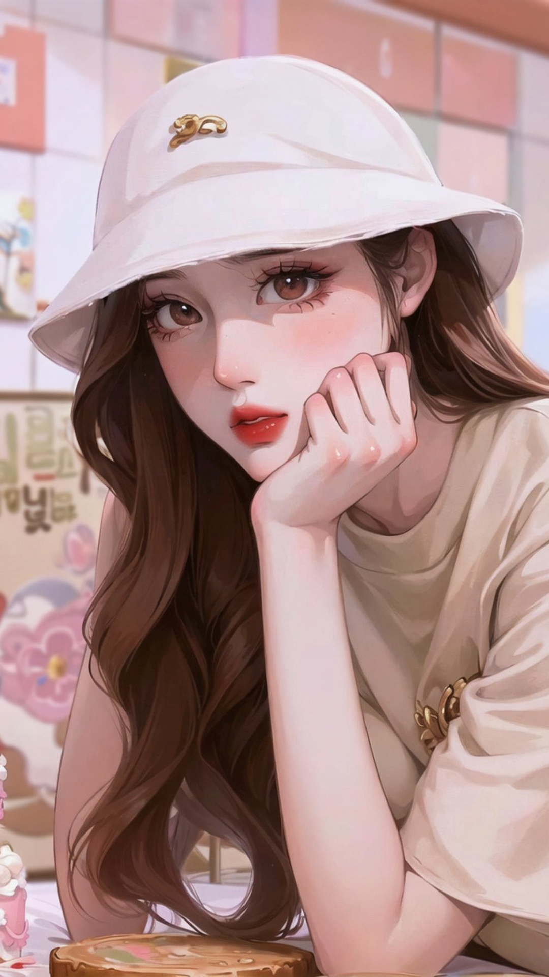 Cute Cartoon Korean Girl Wallpaper