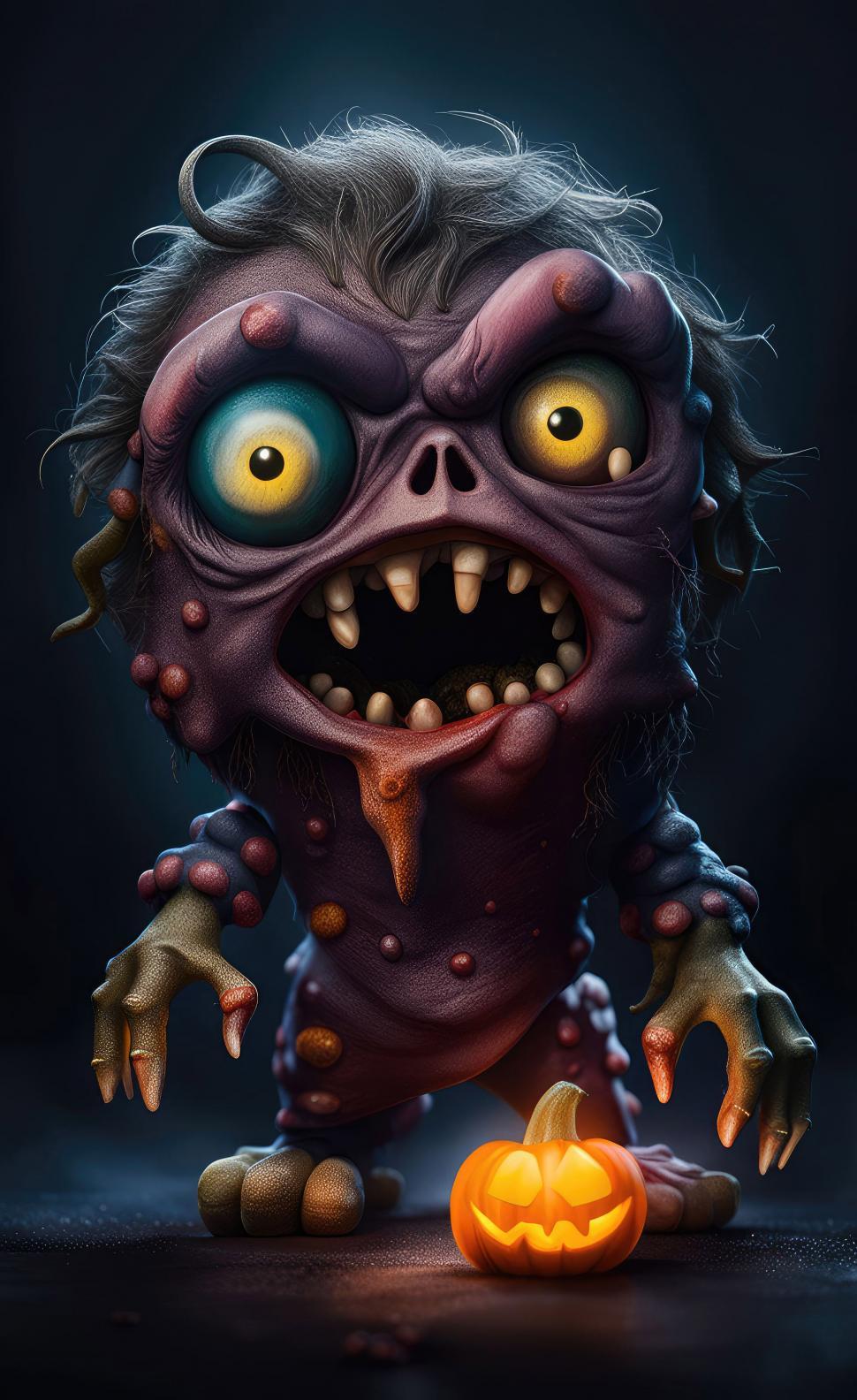 Spooky halloween zombie monster