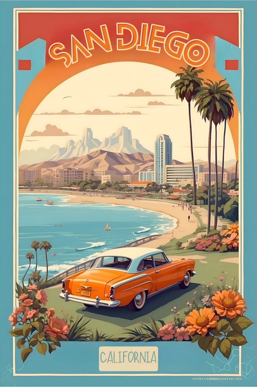 San Diego Vintage Retro Poster