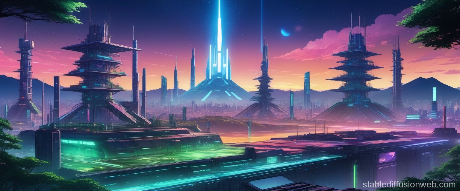 Nighttime in a Futuristic Derelict