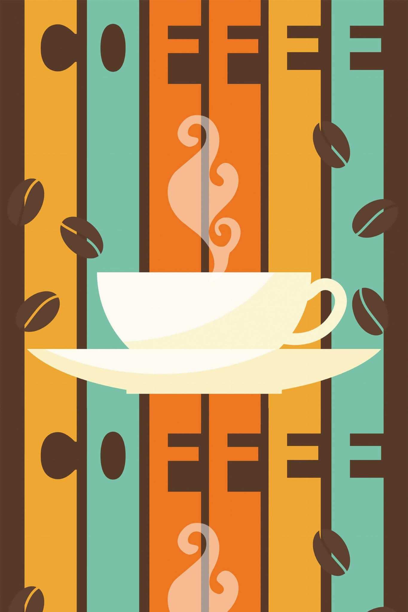 Retro Coffee Cafe Peel and Stick Wallpaper