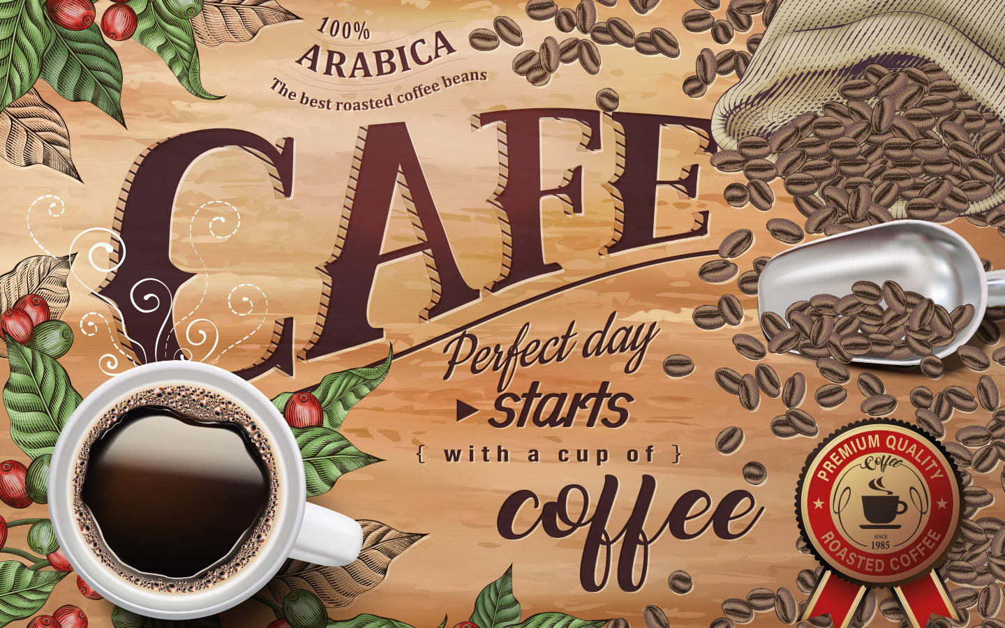 Coffee Shop Wallpaper. Removable