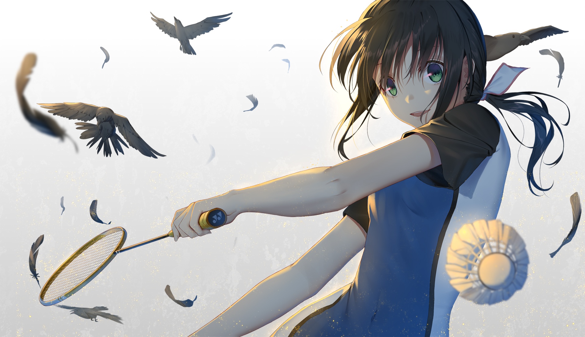 Wallpaper Girl, Birds, Art, Racket