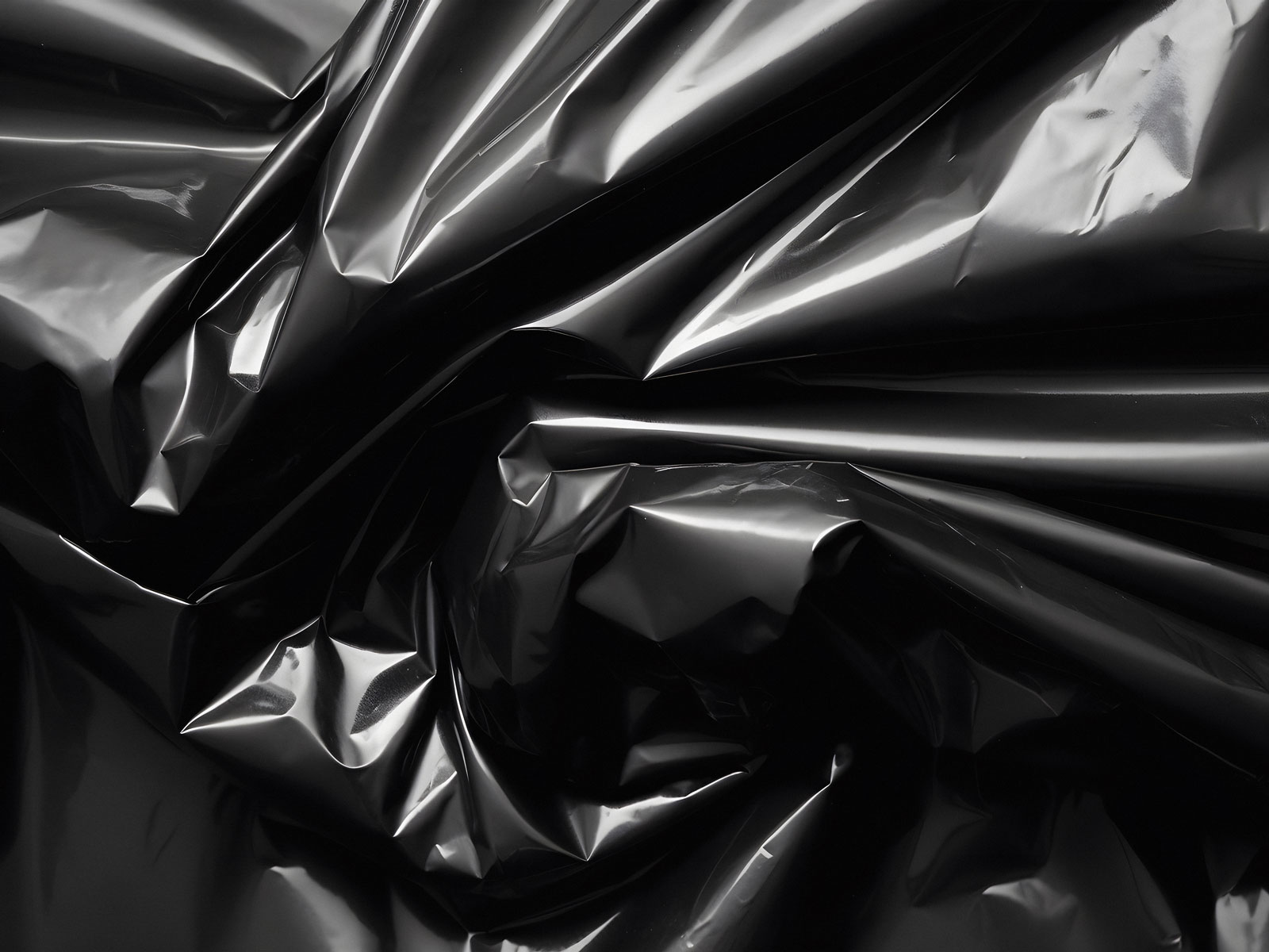 Black Wrinkled Plastic Wrap Texture