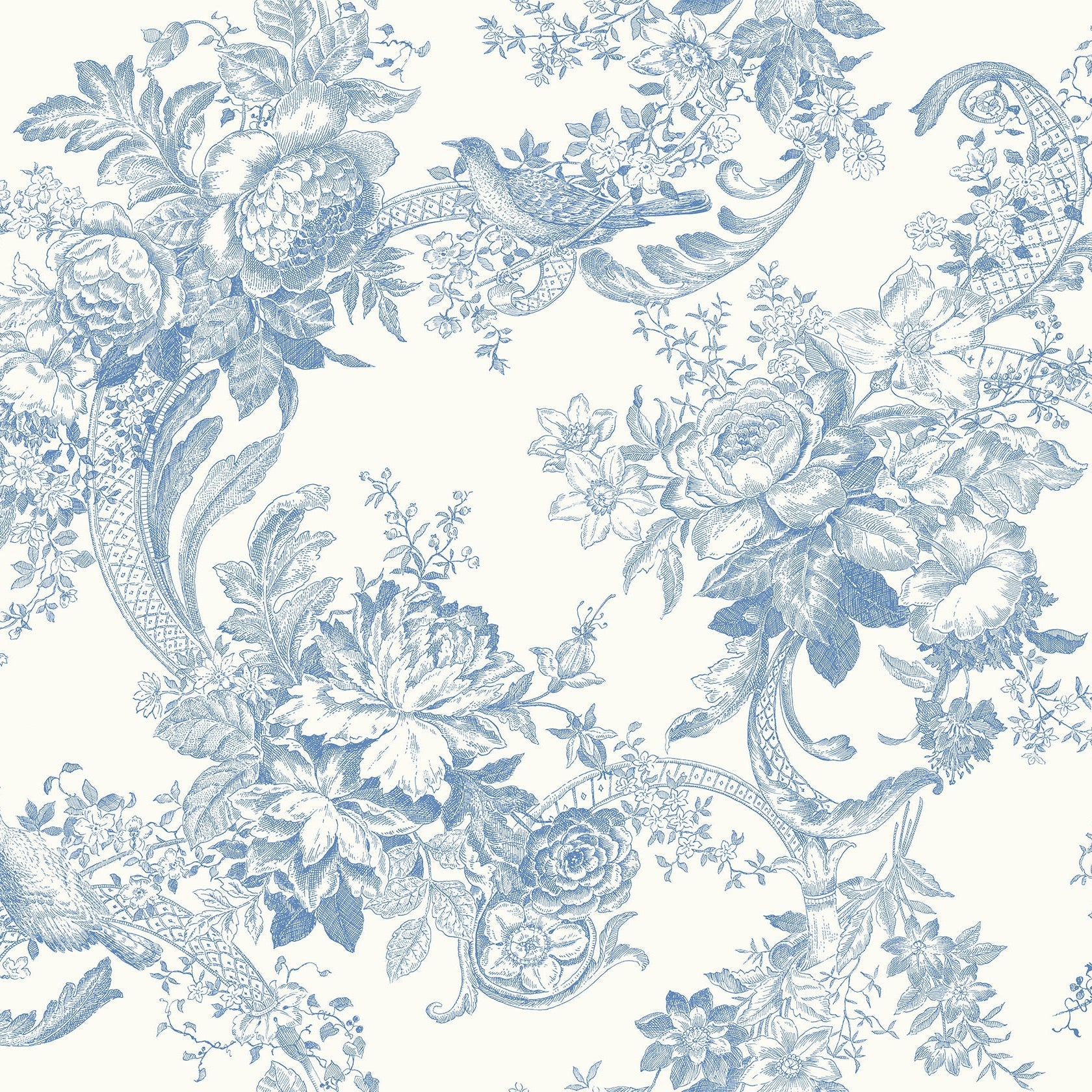 A Street Prints Carmel Light Blue Baroque Florals Wallpaper