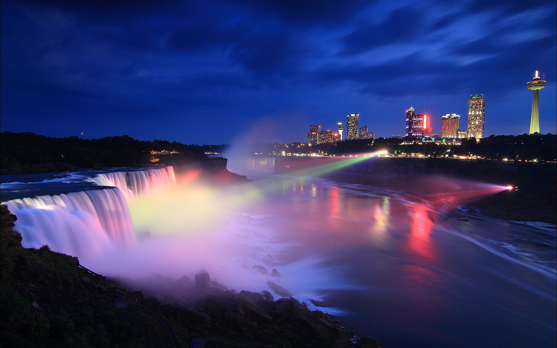 USA Canada Niagara Waterfalls night