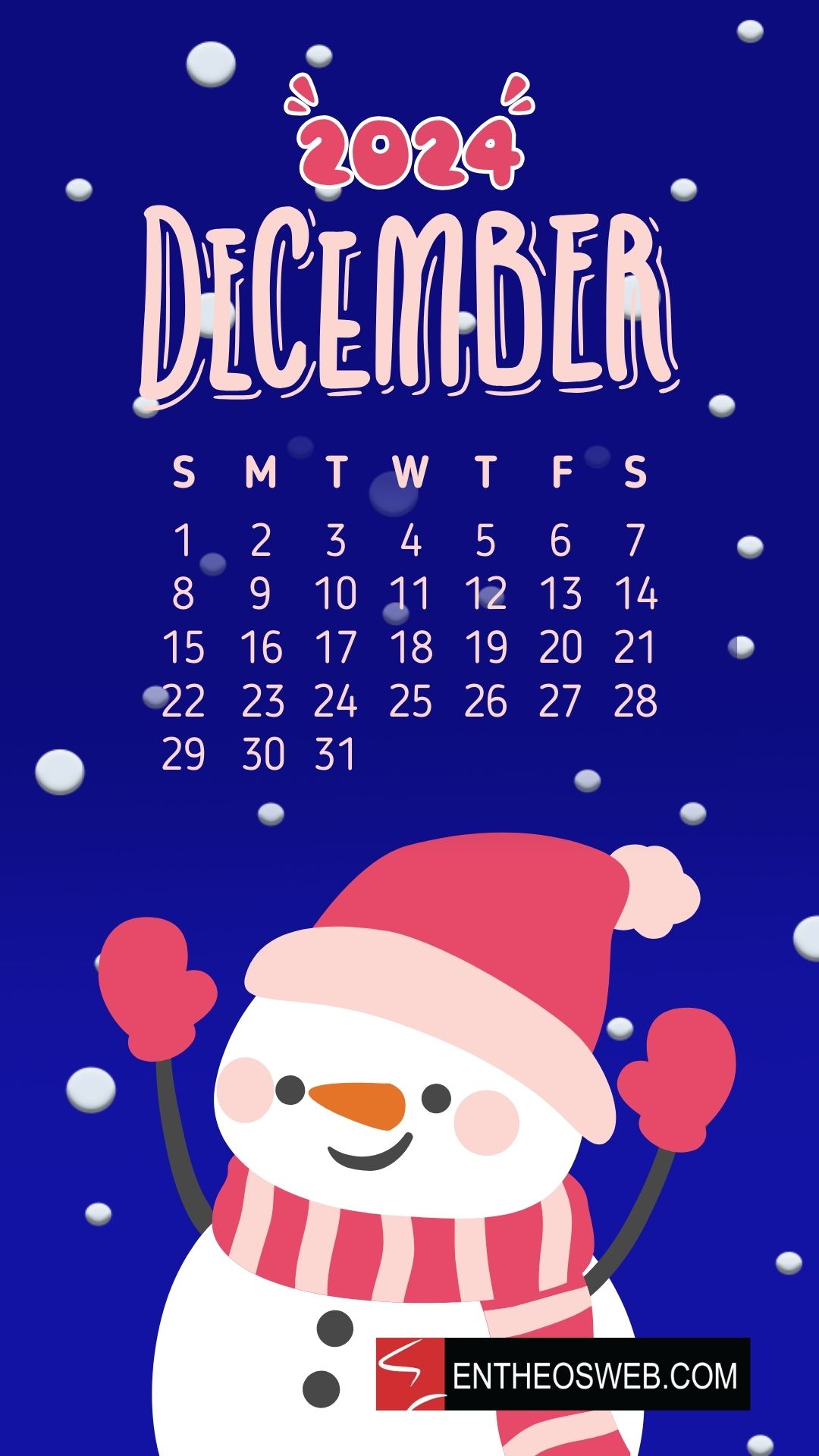 December 2024 Calendar Phone Wallpaper