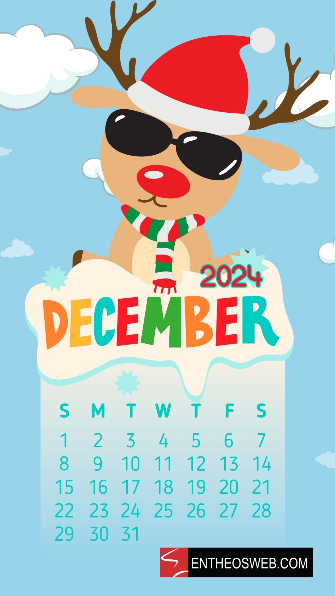 December Calendar Phone Wallpaper