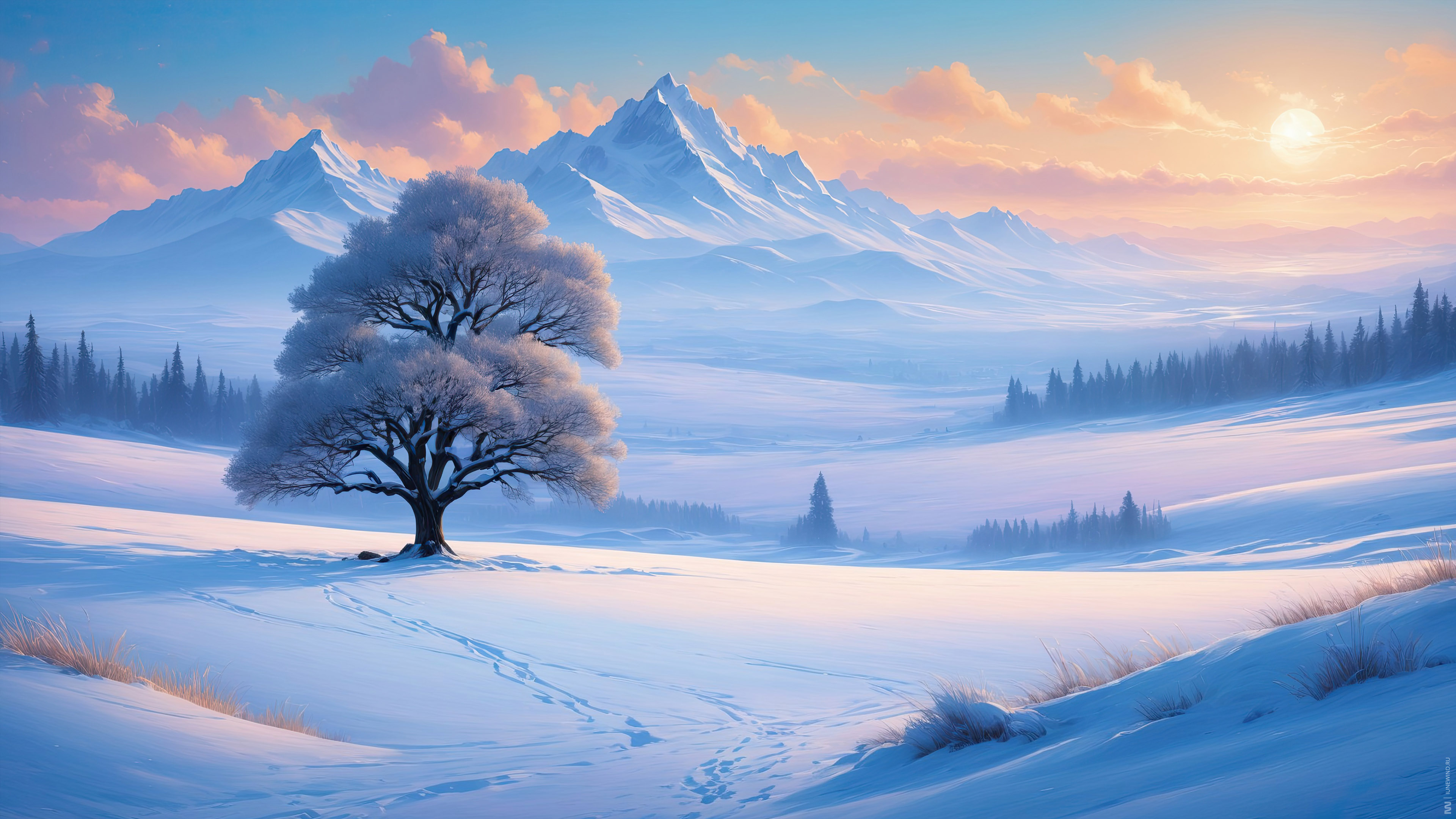 Melancholic winter landscapes UHD AI