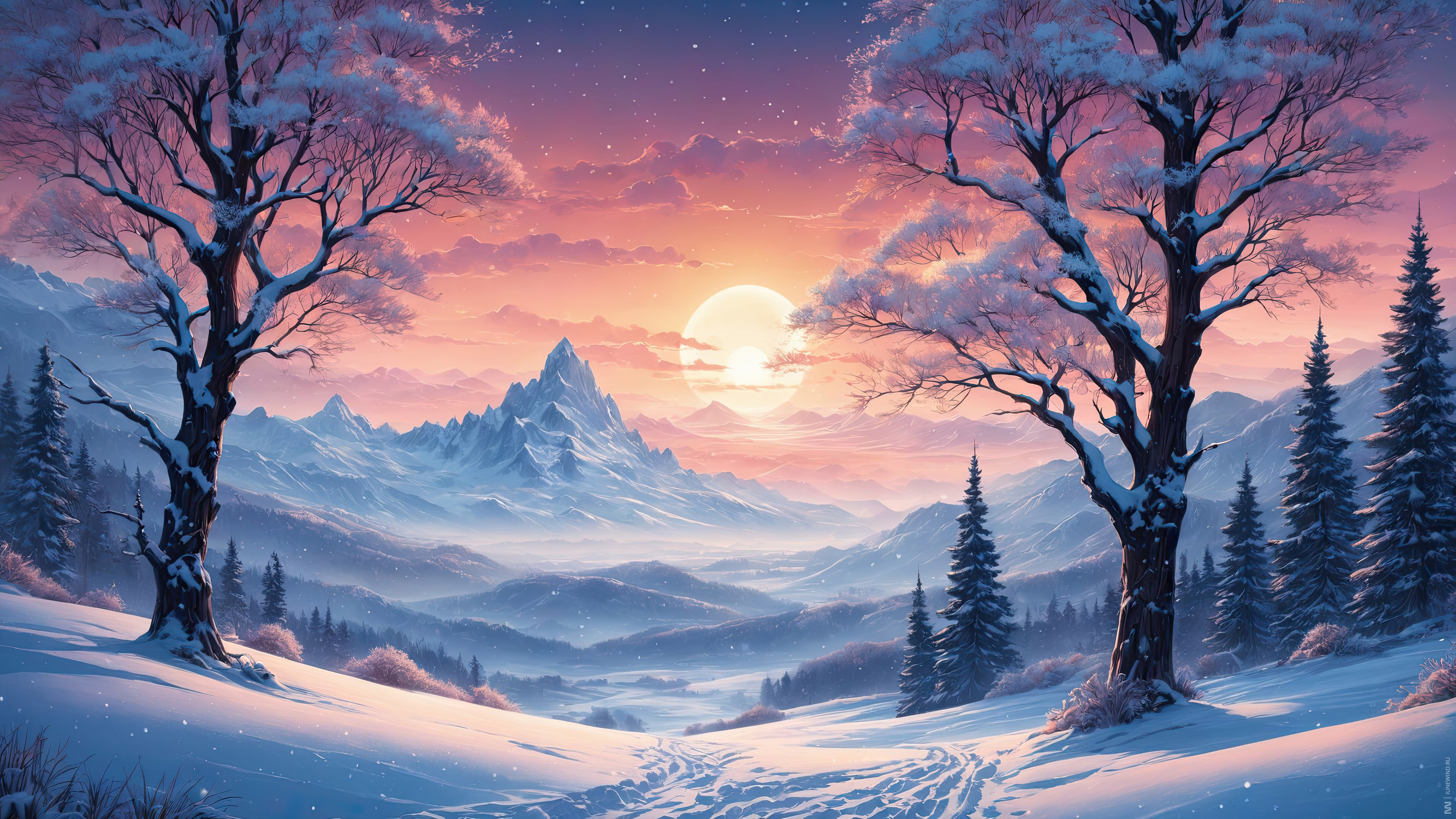 Melancholic winter landscapes UHD AI