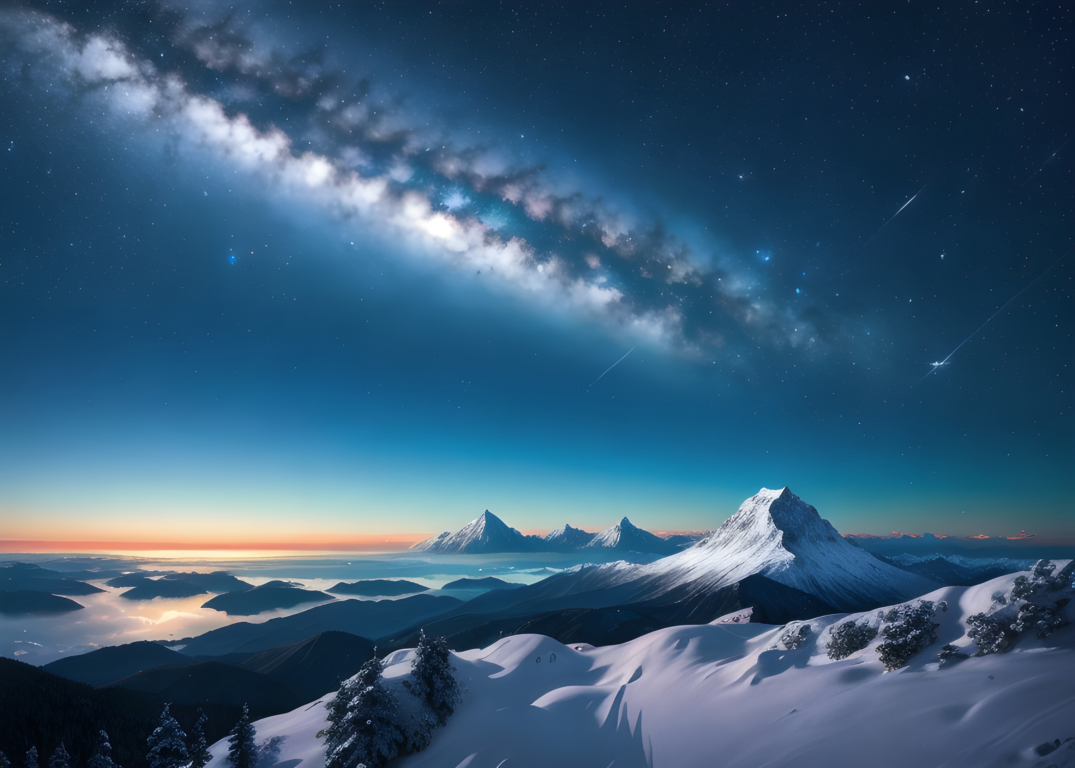 milky and the stars above the mountains