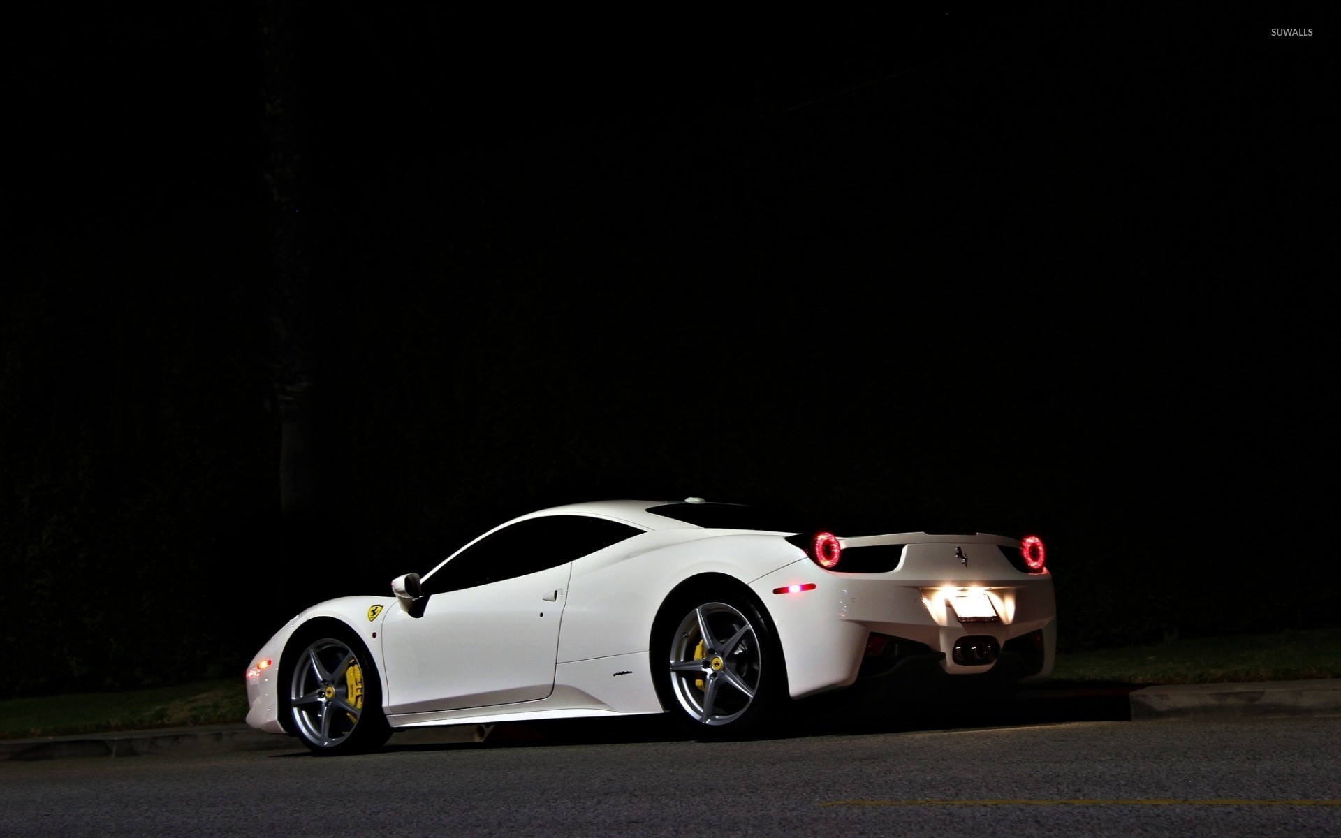 White Ferrari 458 Italia back side view