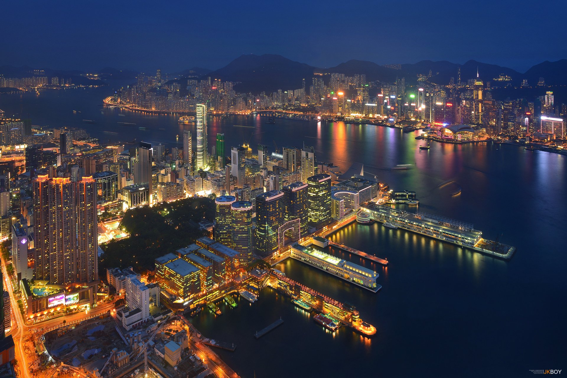 Cityscape Night Victoria Harbour China