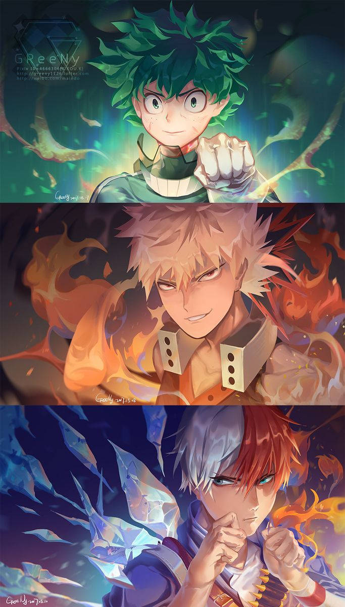 Deku X Todoroki X Bakugou Wallpaper