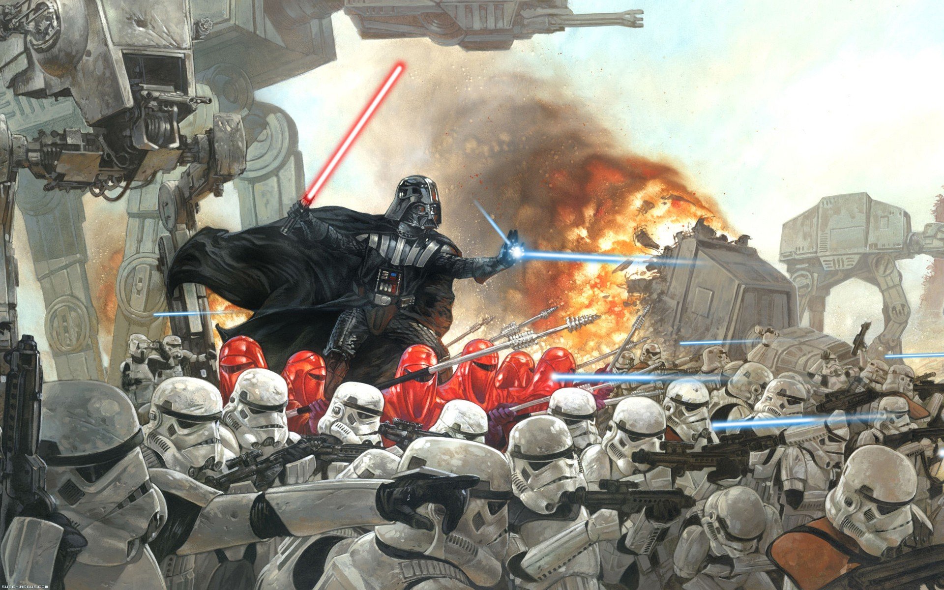 Darth Vader & AT AT Battle HD Wallpaper