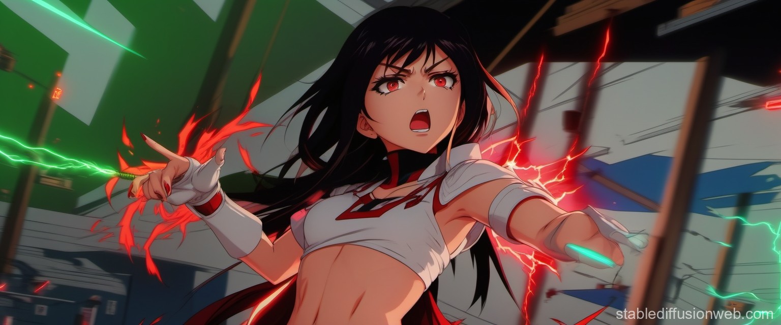 Angry Woman with Electric Aura. Stable