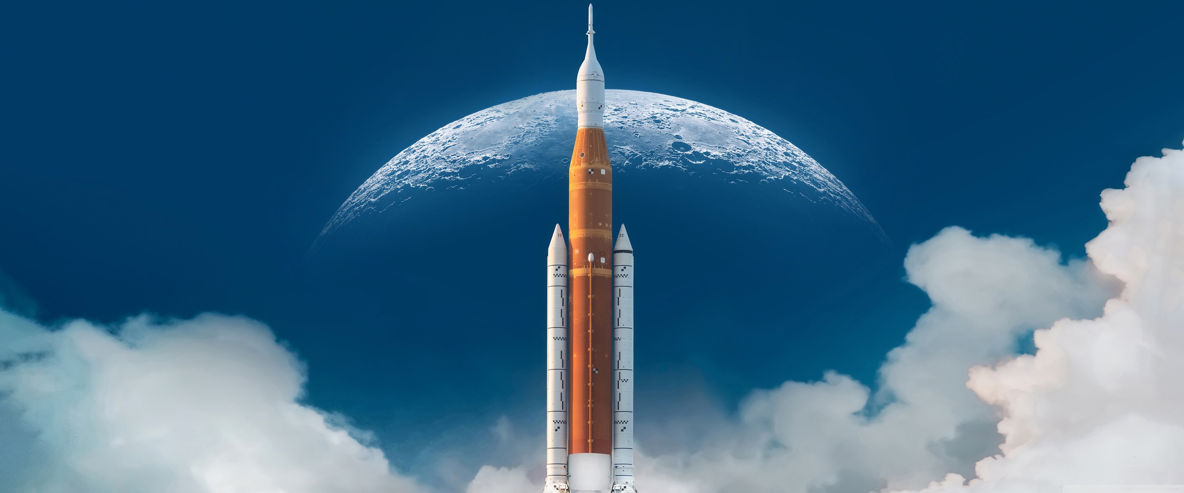 Space Shuttle Launch Moon 4K UHD Wallpaper for UltraHD Desktop and TV, Widescreen and UltraWide Display, Smartphone and Tablet Devices