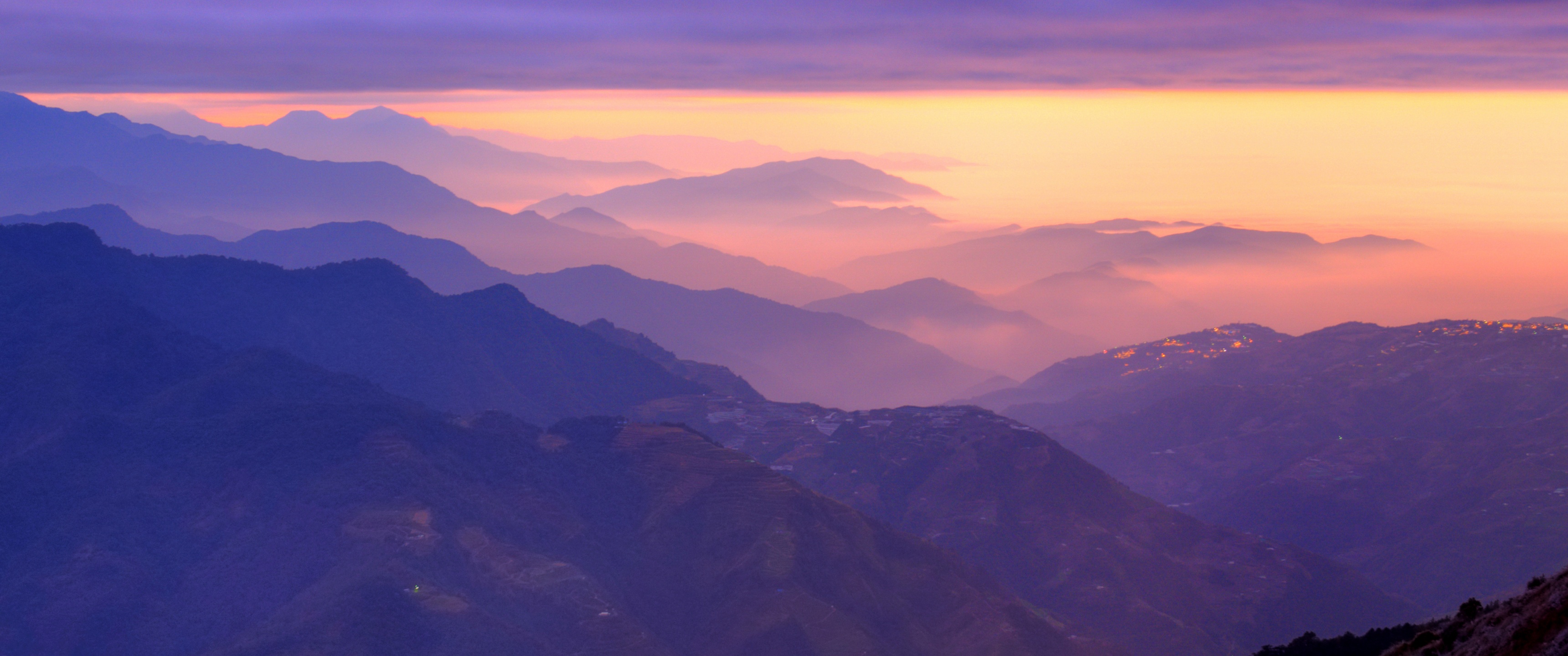 Wallpaper 4K, Aesthetic, Sunset, Purple sky