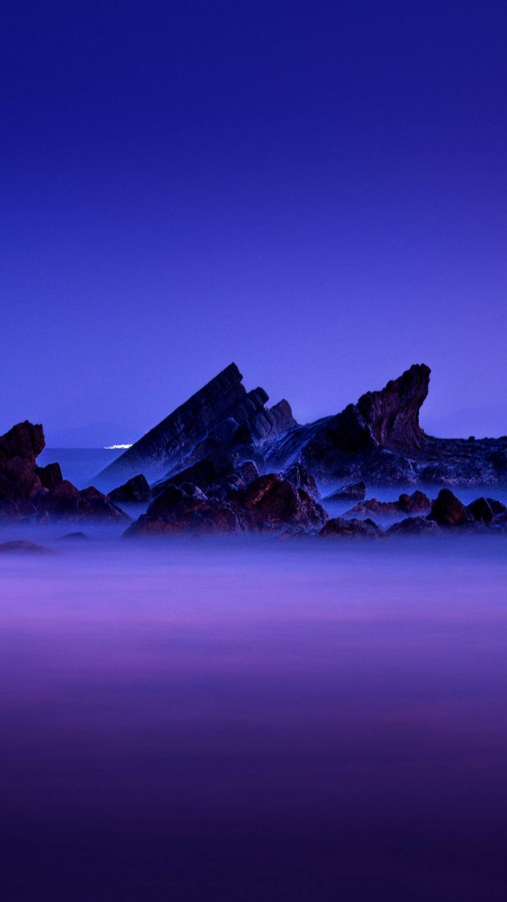 bluish sky, fog, Taiwan, 720x1280 wallpaper