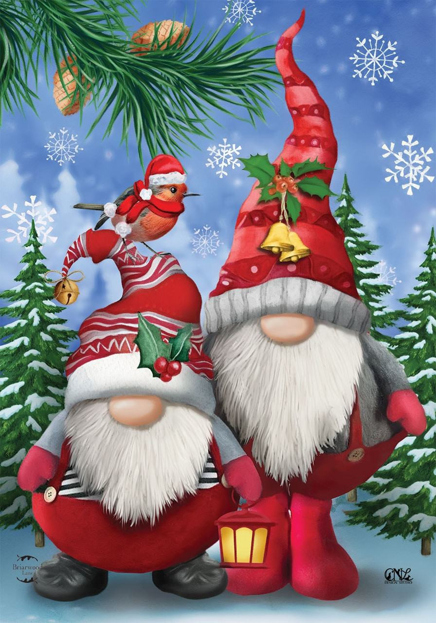 WINTER GNOMES GARDEN FLAG. Jake's