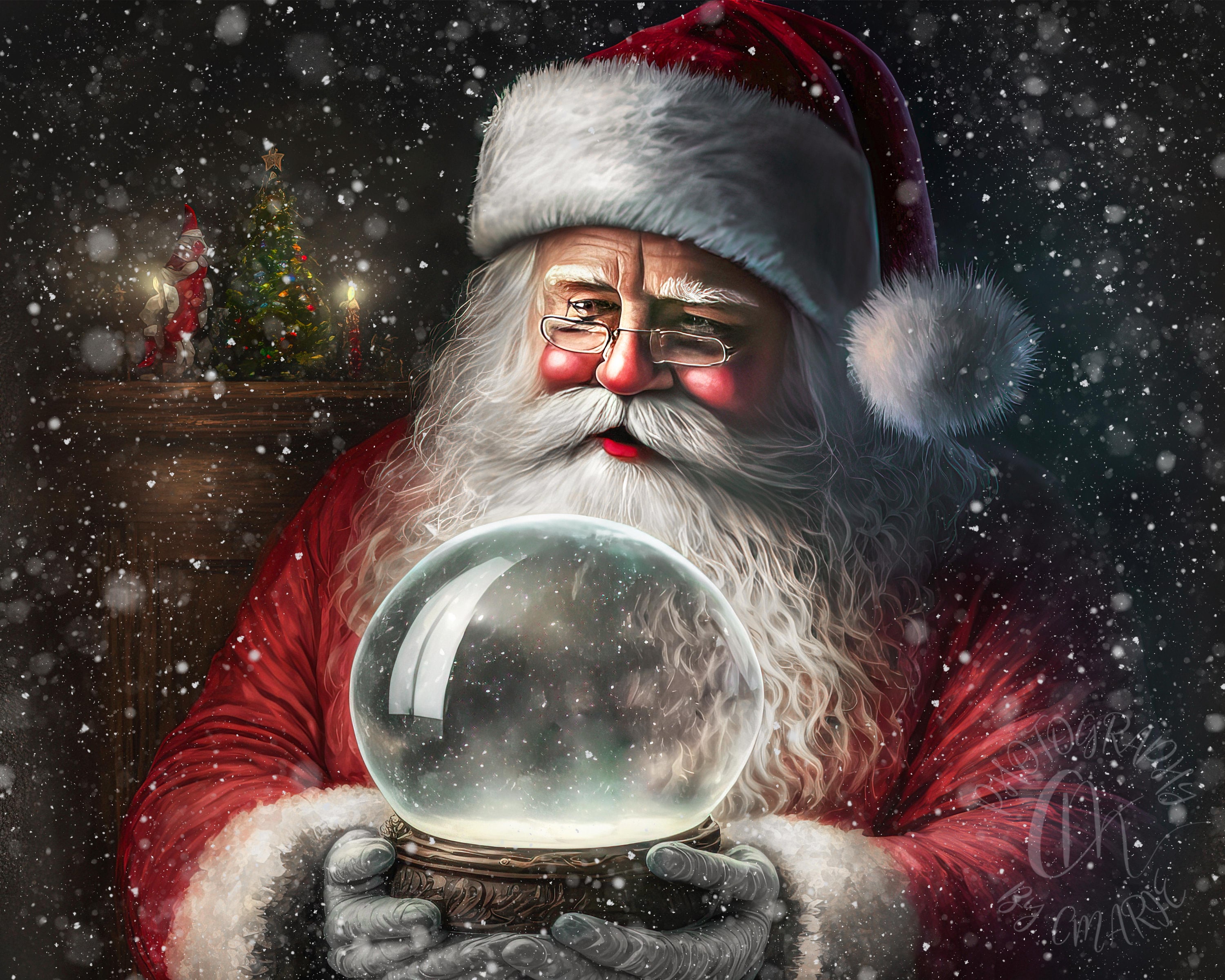 Santa Snow Globe Digital Background