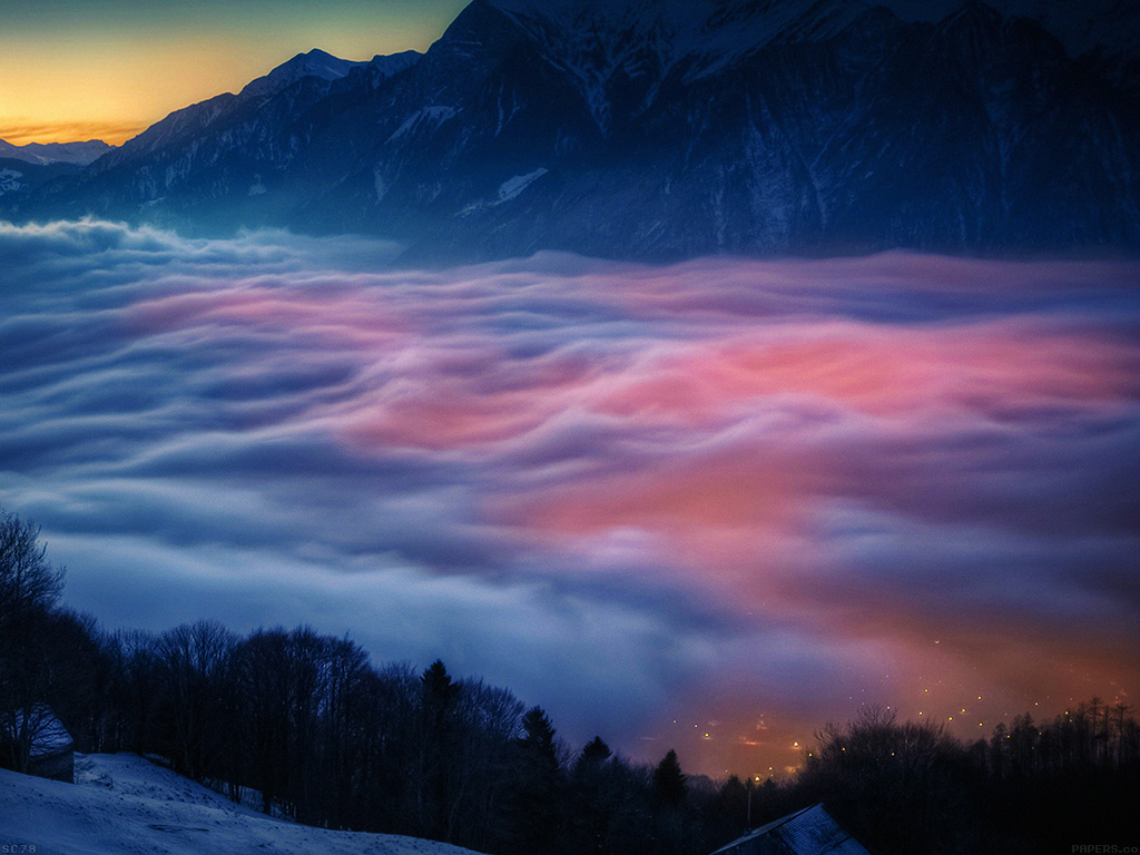 Smoky Foggy Mountain With House