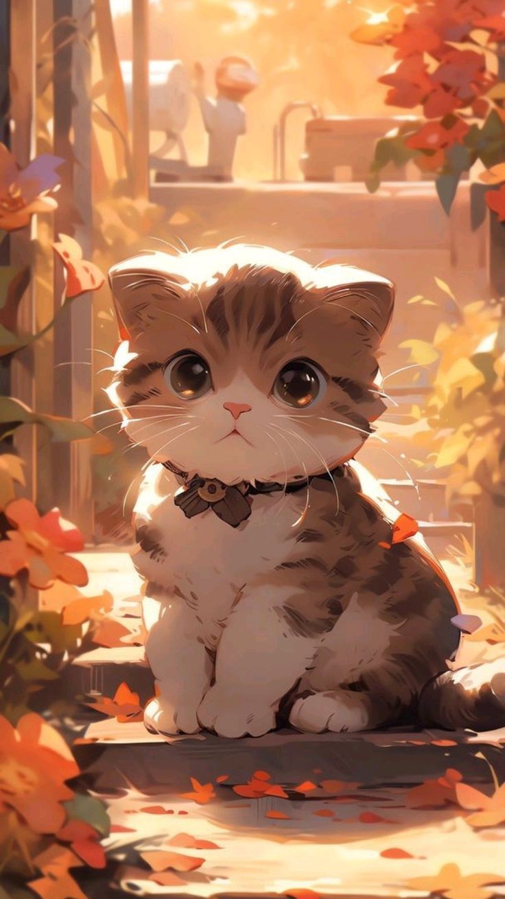 Autumn Cat Phone Wallpaper